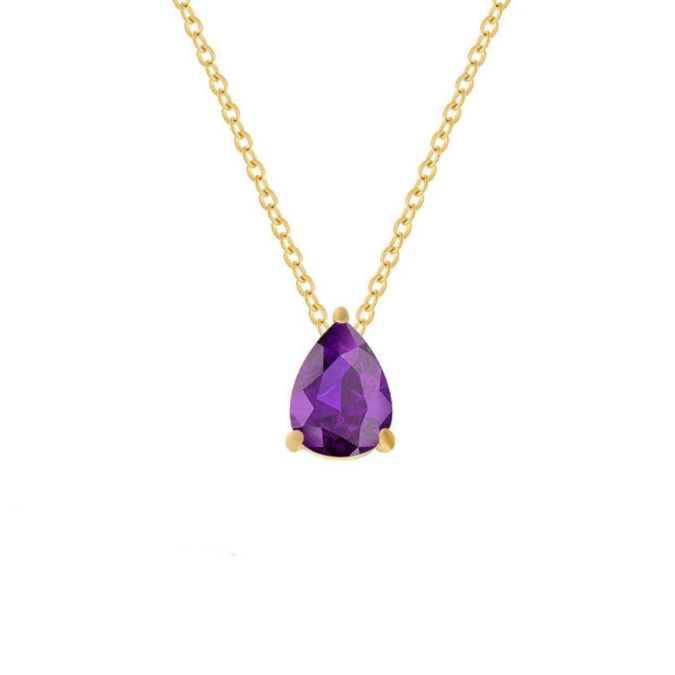 Collier avec Pendentif Goutte d'Eau en Zircon Pierre de Naissance