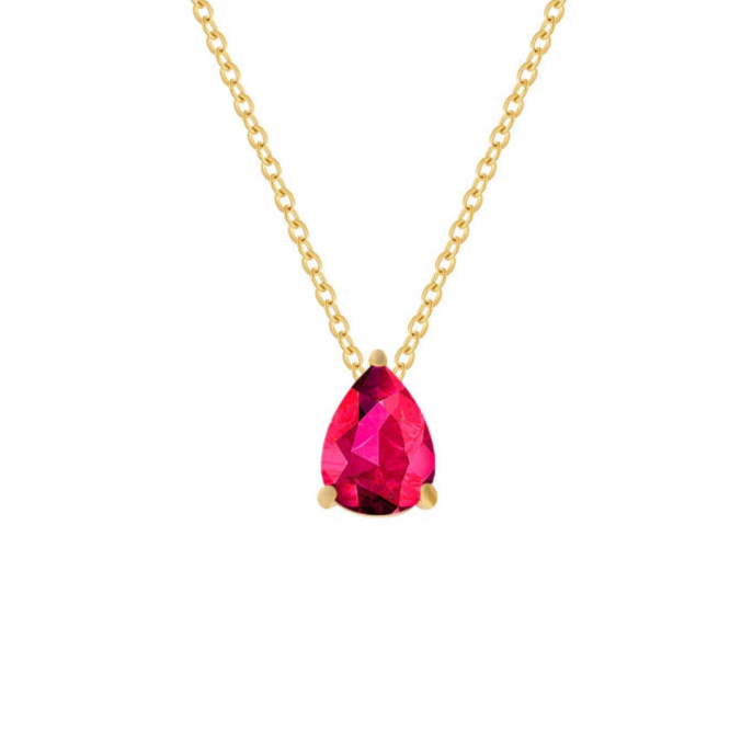 Collier avec Pendentif Goutte d'Eau en Zircon Pierre de Naissance