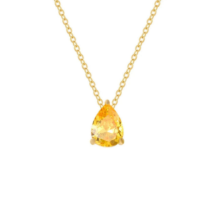 Collier avec Pendentif Goutte d'Eau en Zircon Pierre de Naissance