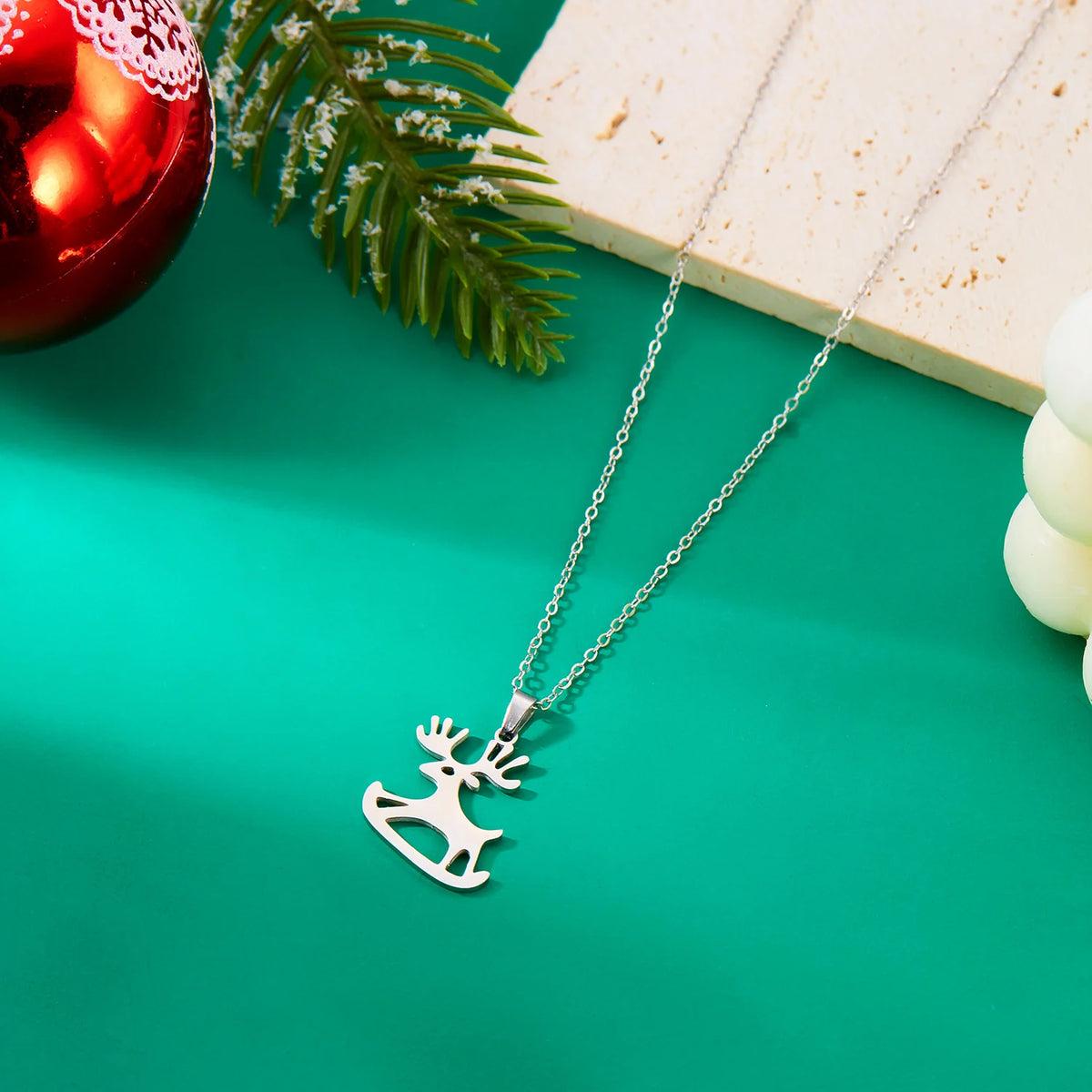 Collier avec Pendentif Hivernal renne argent