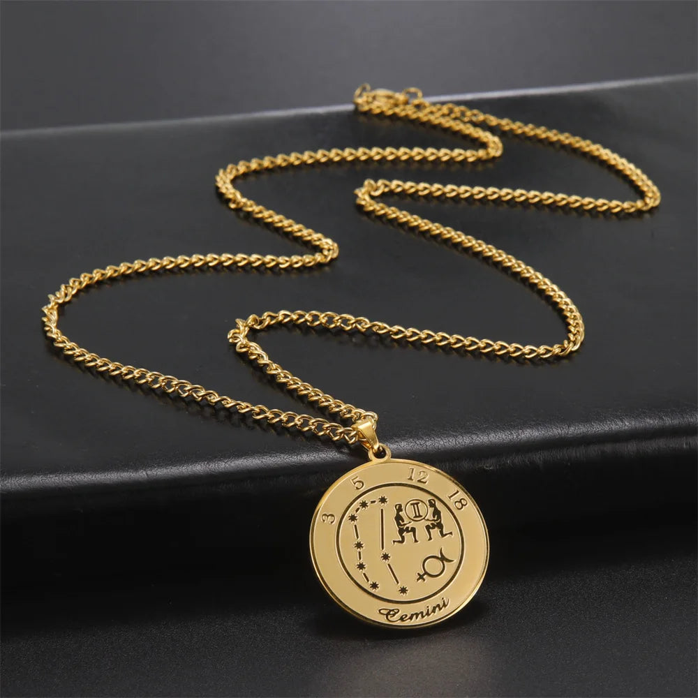 Collier avec Pendentif Signe du Zodiaque Astrologique Homme ou Femme