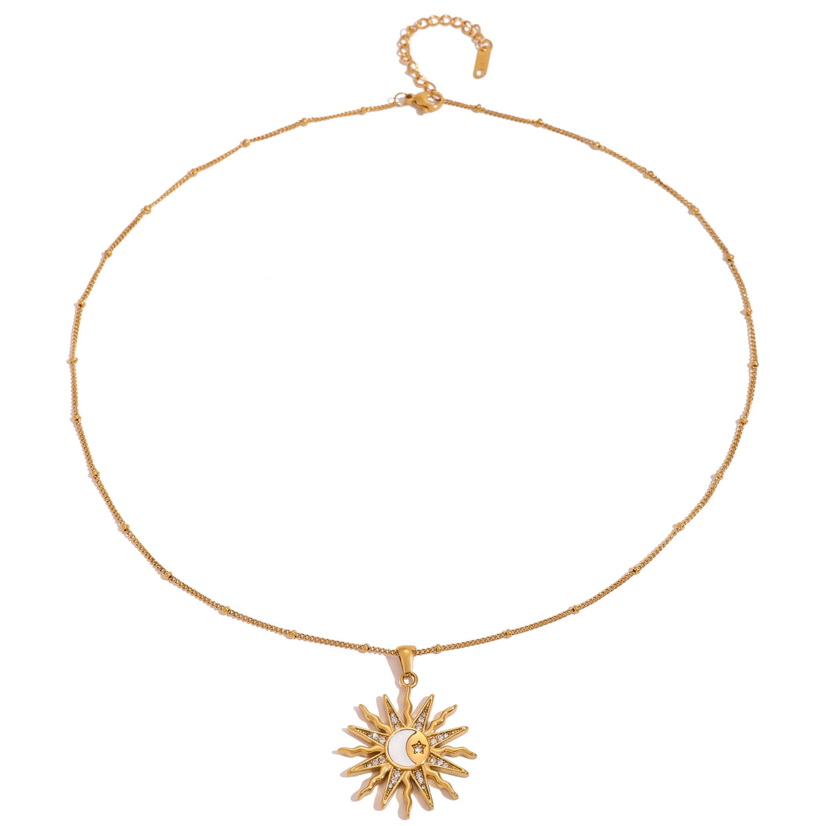 Collier avec Charmant Pendentif Soleil et Lune