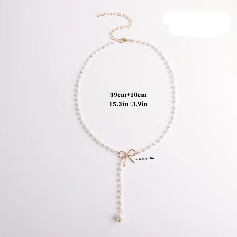 Collier de Perles avec Pendentif Noeud
