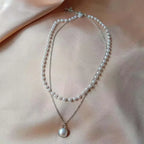 Collier Double Elégant avec Pendentif Perle argent