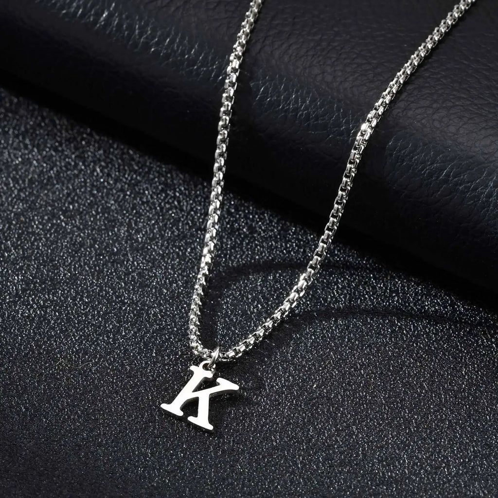 Men's necklace with initial K pendant