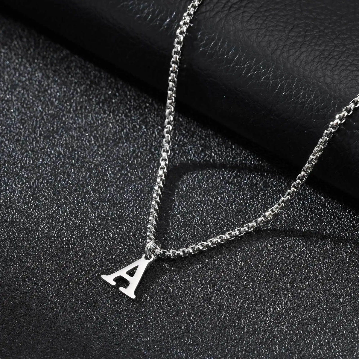 Men's necklace with initial A pendant