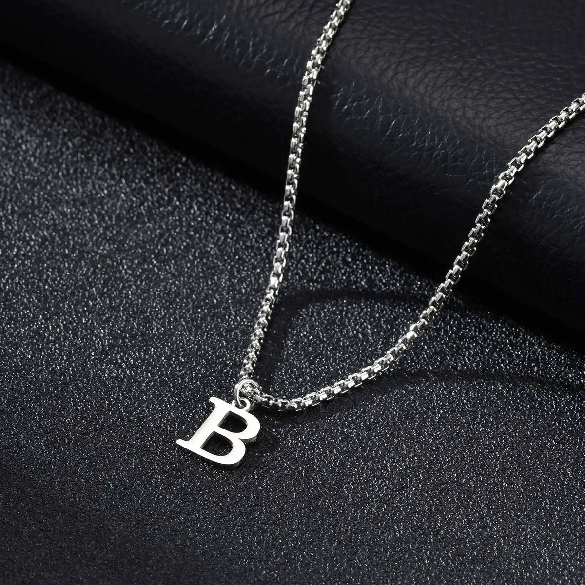 Men's necklace with initial B pendant