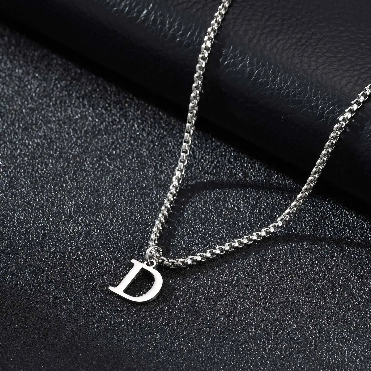 Men's necklace with initial D pendant