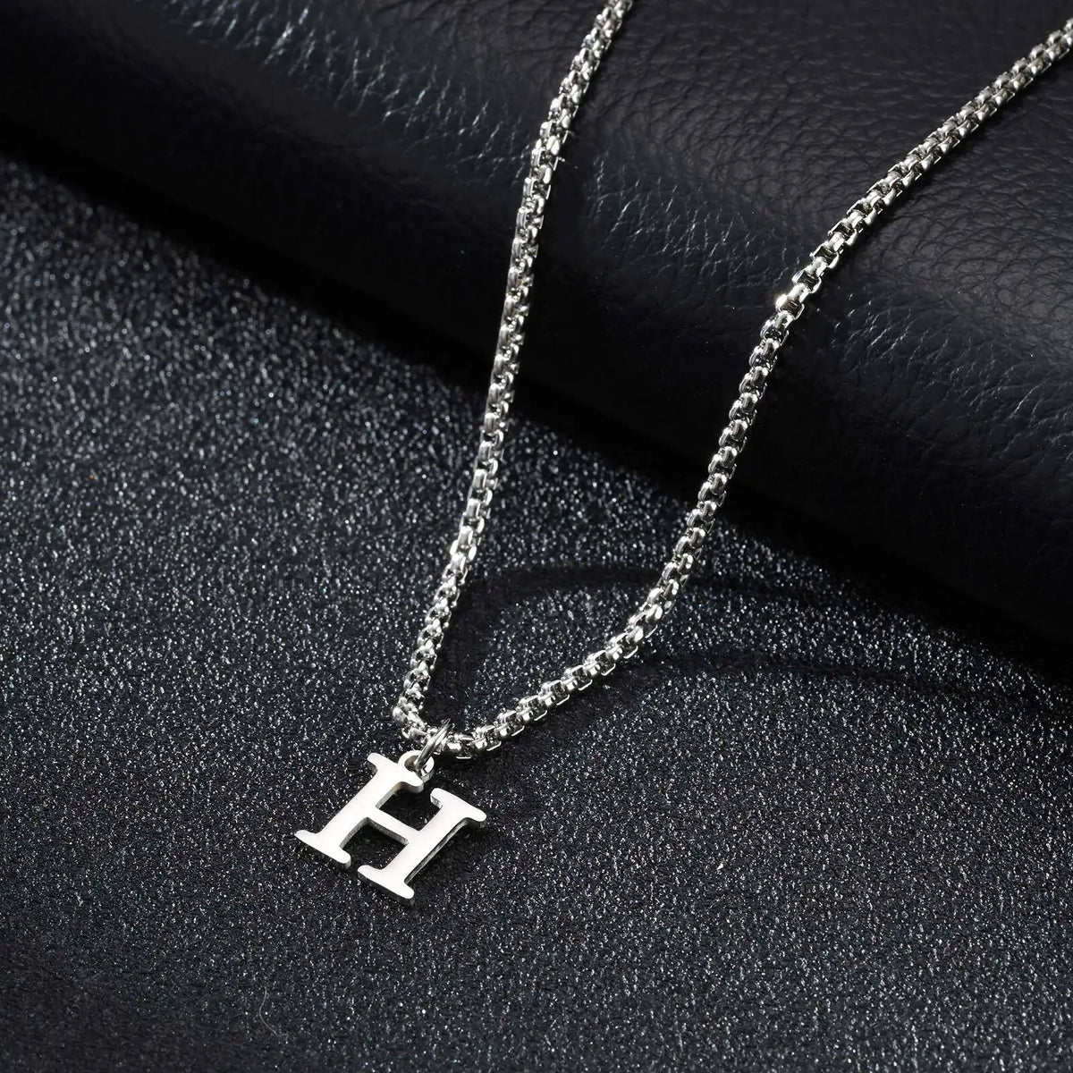 Men's necklace with initial H pendant