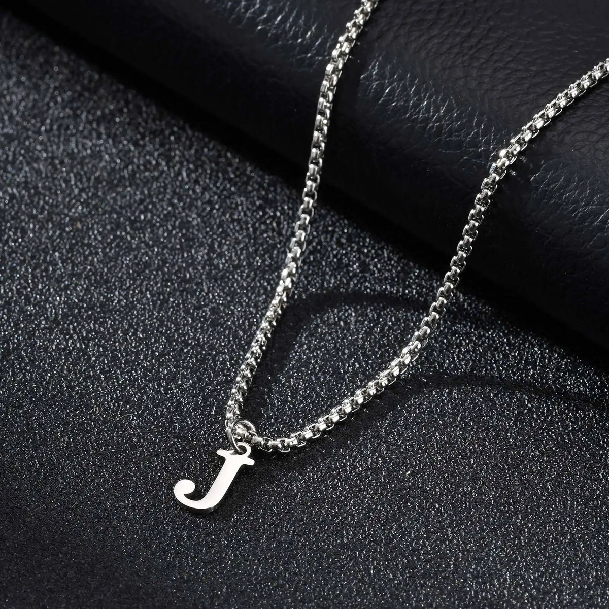 Men's necklace with initial J pendant