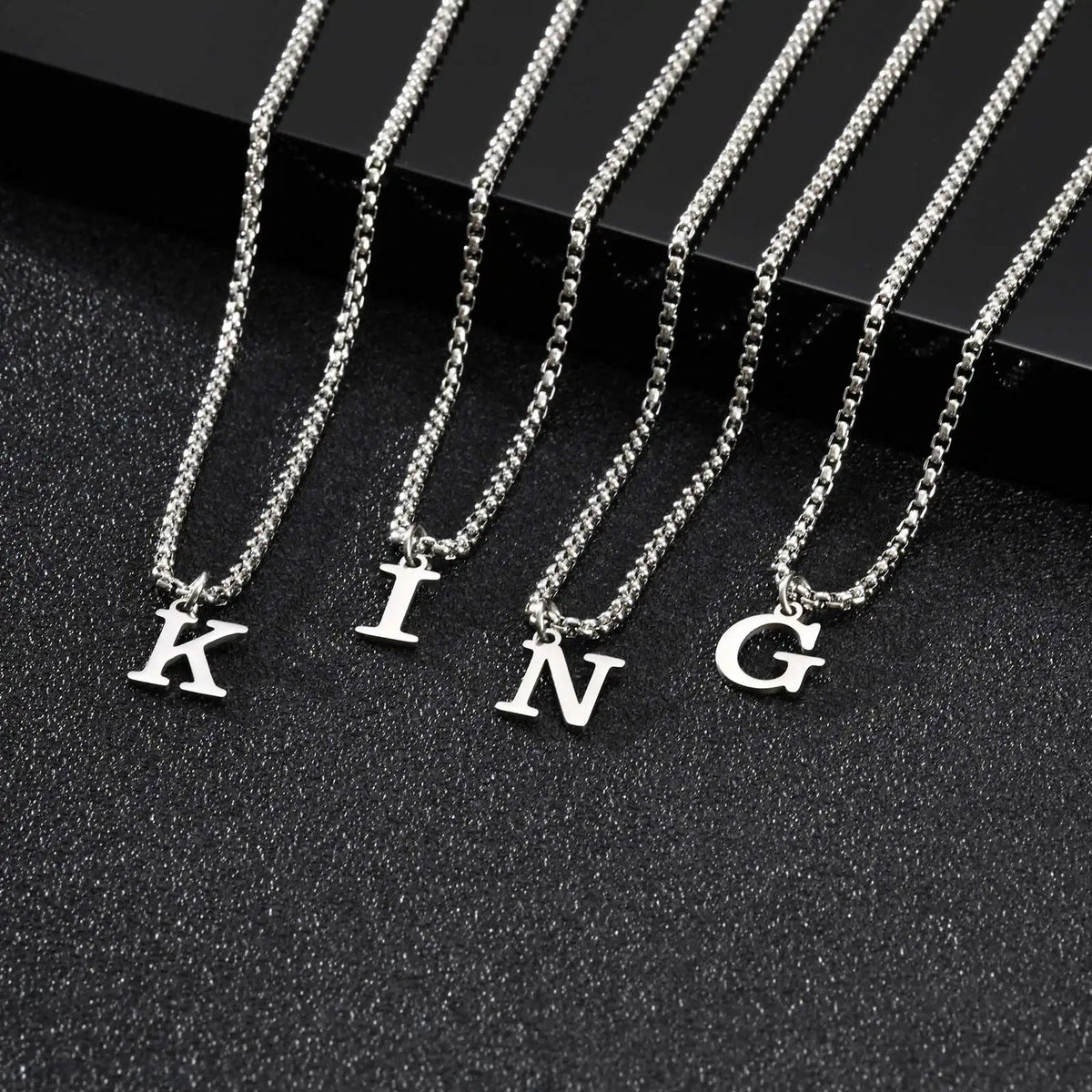 Men's necklace with initial K pendant