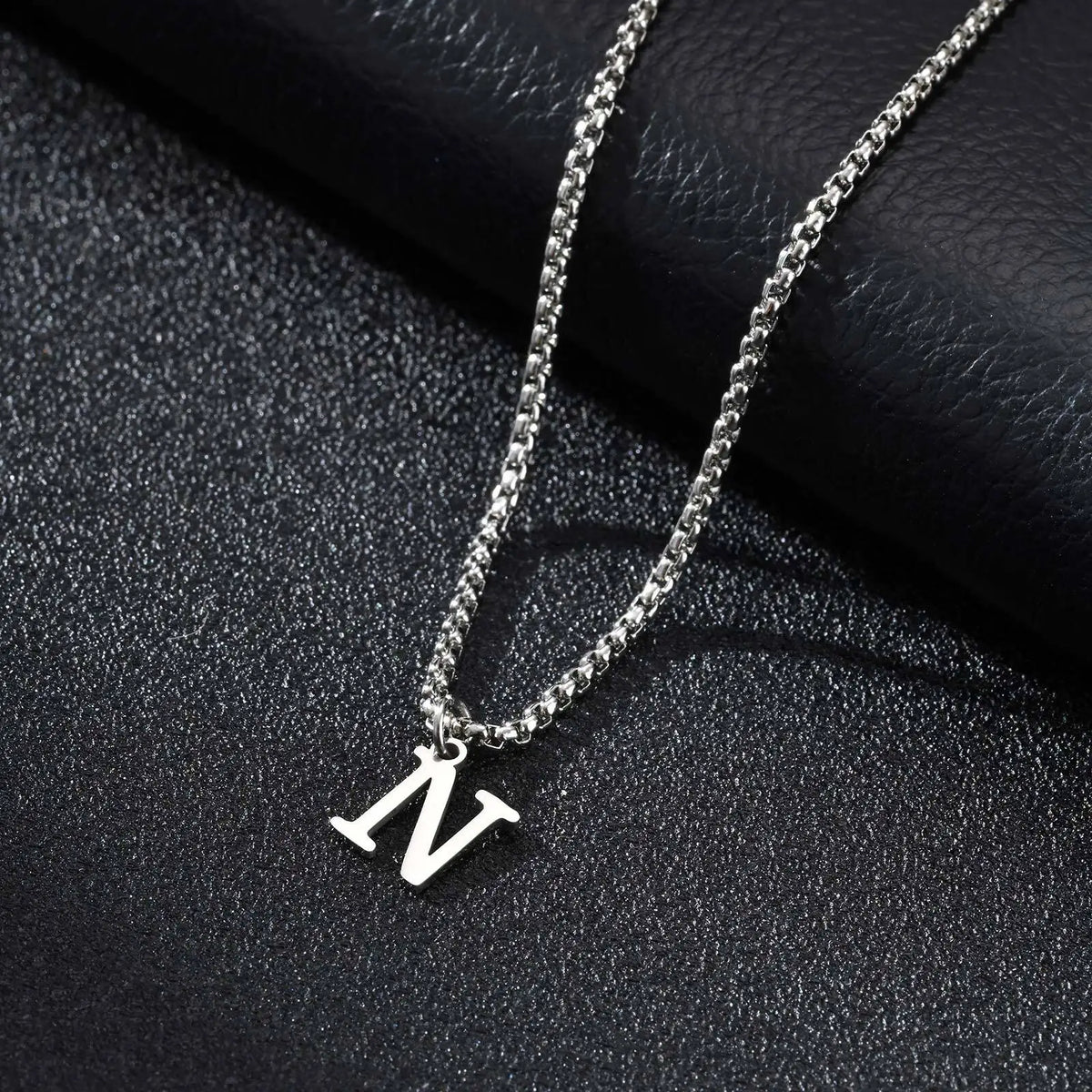 Men's necklace with initial N pendant