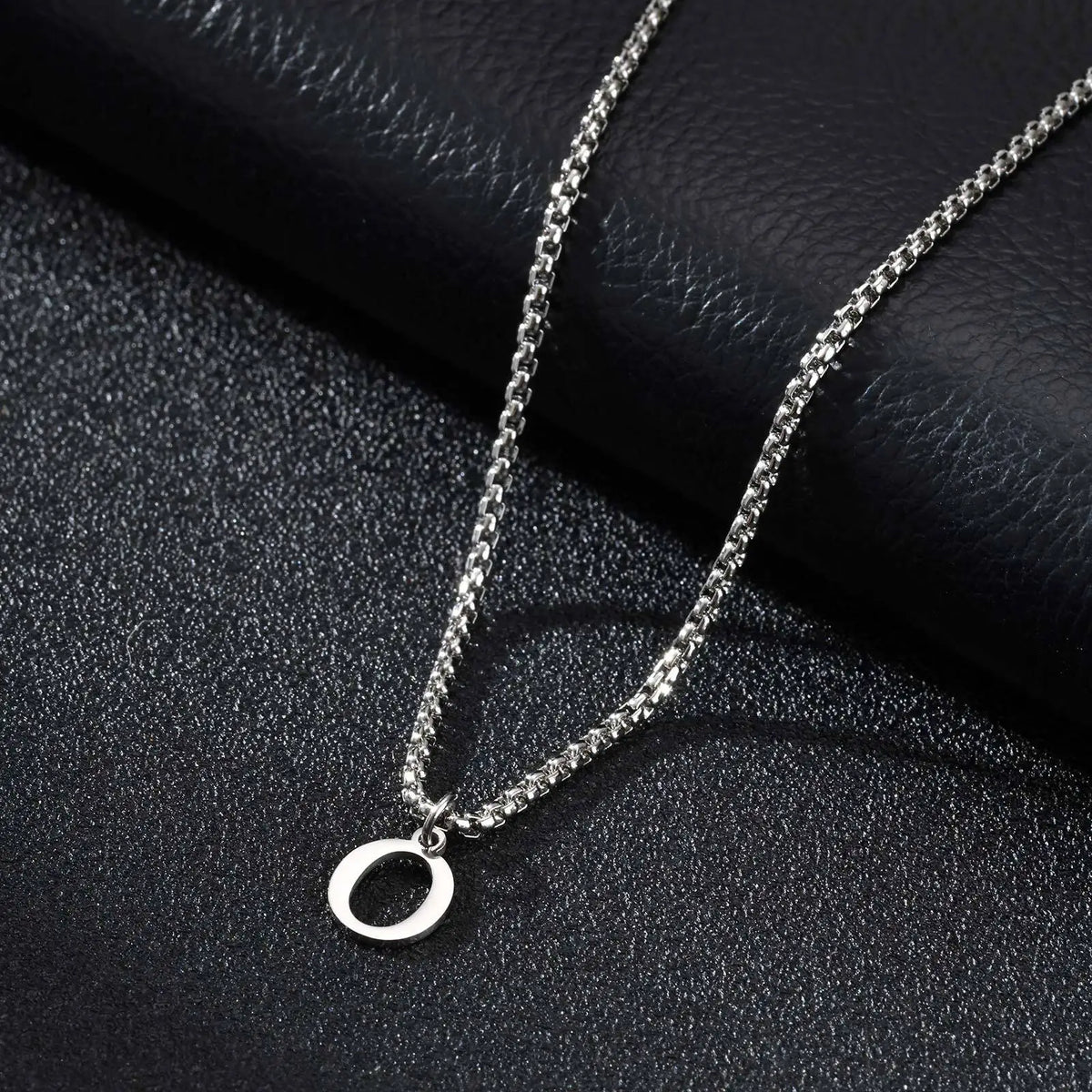 Men's necklace with initial O pendant