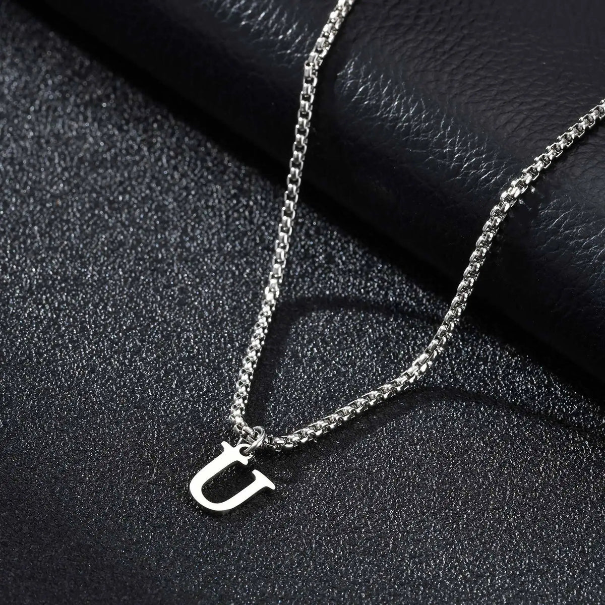 Men's necklace with initial U pendant