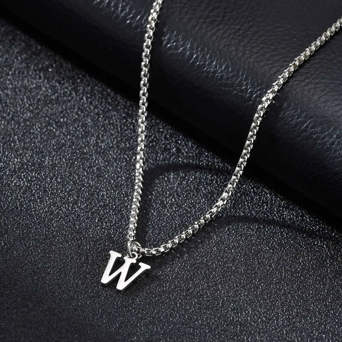 Men's necklace with initial W pendant