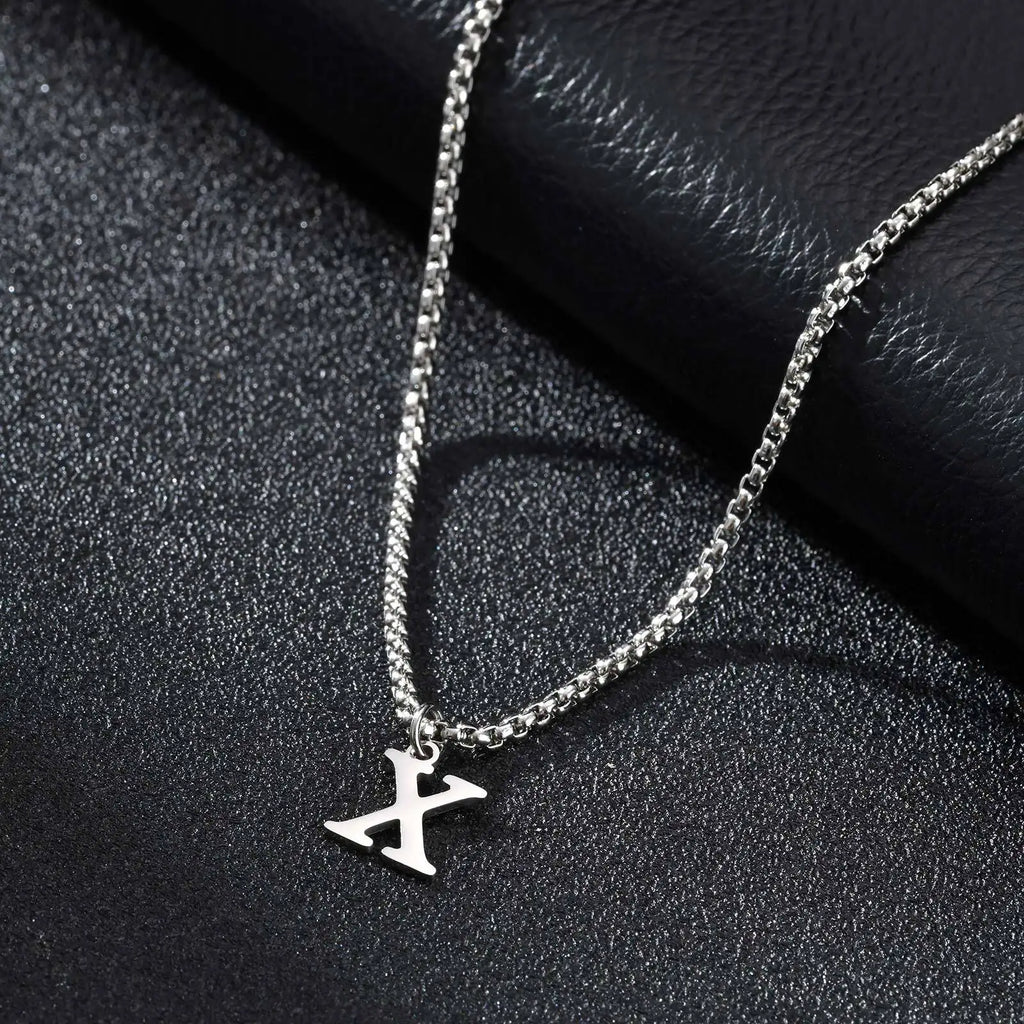Men's necklace with initial X pendant
