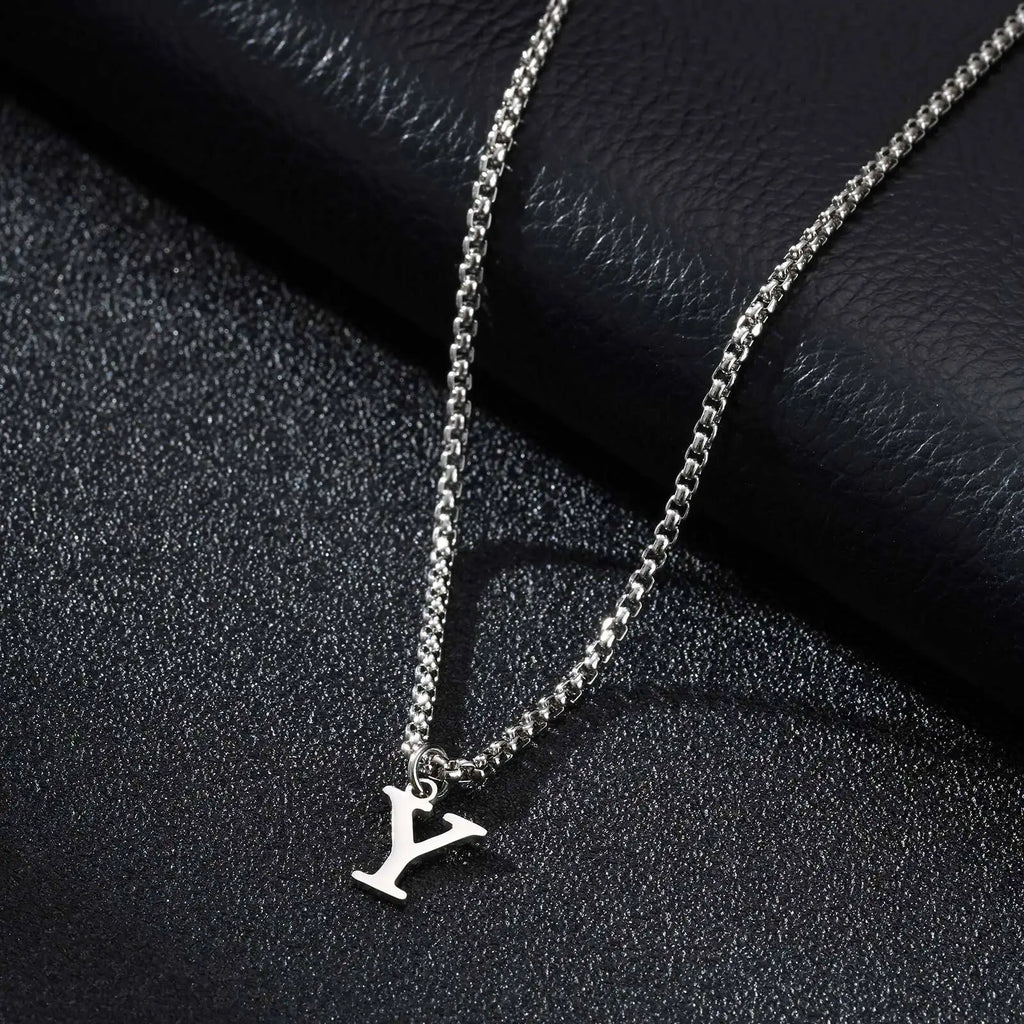 Men's necklace with initial Y pendant