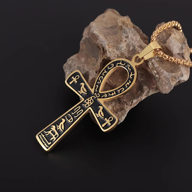 Ogrlica privjesak amajlija križ Ankh Egipat zlato stil 1