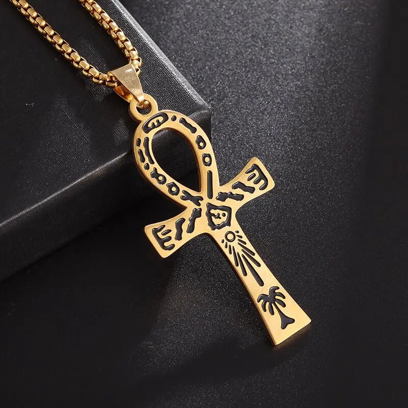 Ogrlica privjesak amajlija križ Ankh Egipat zlato stil 2