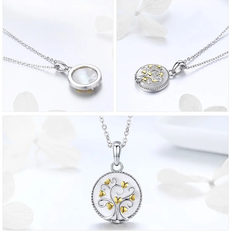 Collier Pendentif Arbre de Vie Blanc