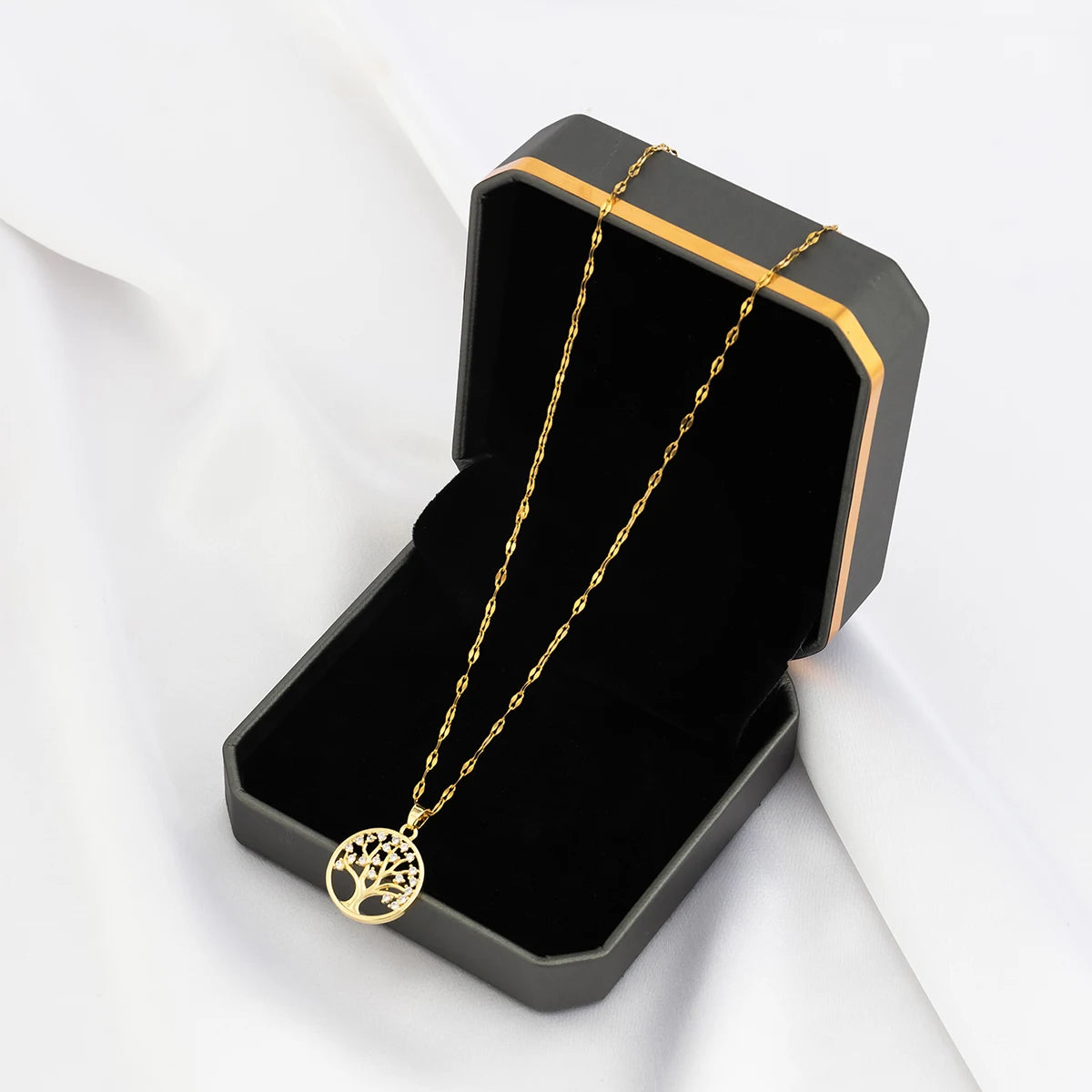 Collier Pendentif Arbre de Vie avec Crystal