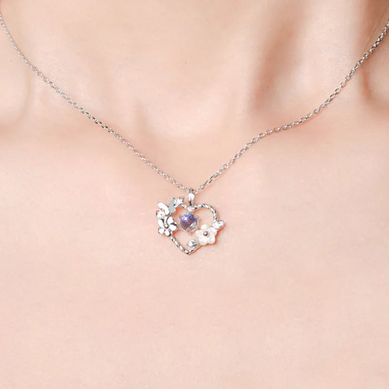 Collier Pendentif Coeur Pierre de Lune