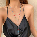 Collier Pendentif de Style Bohême Multicolore argent
