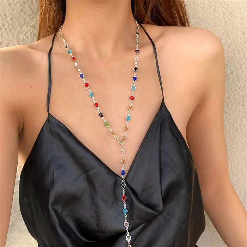 Collier Pendentif de Style Bohême Multicolore argent