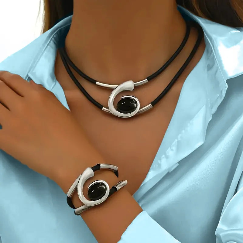 Collier Pendentif et Bracelet Géométriques argent