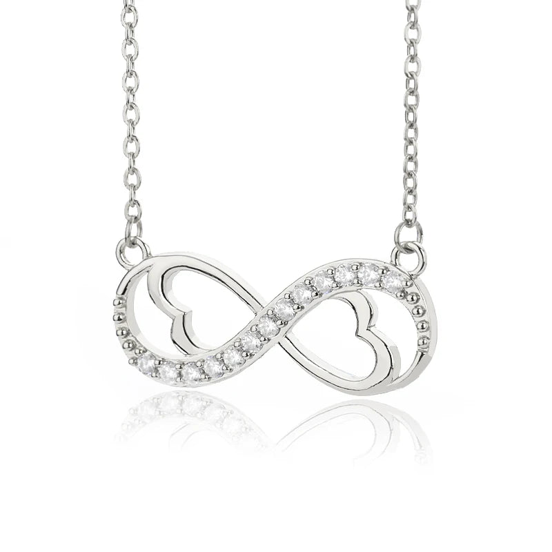 Infinity Heart Pendant Necklace with Zircon Silver