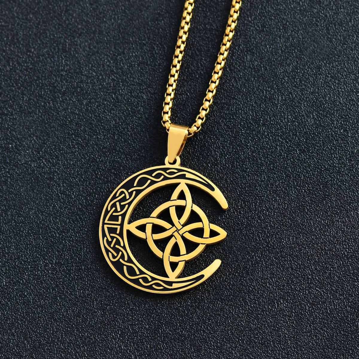 Celtic Moon Pendant Necklace 