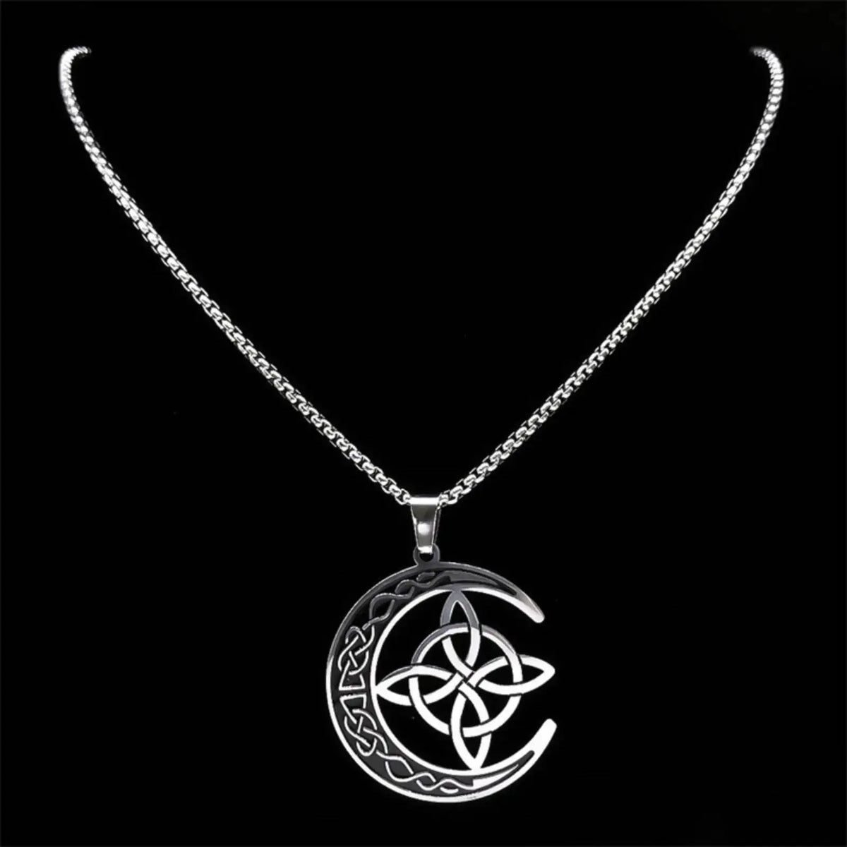 Celtic Moon Pendant Necklace 