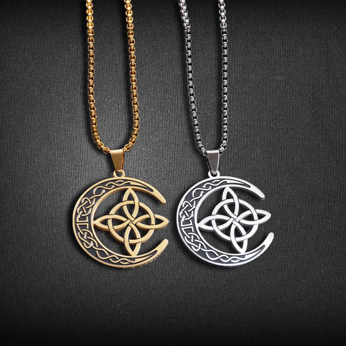 Celtic Moon Pendant Necklace 