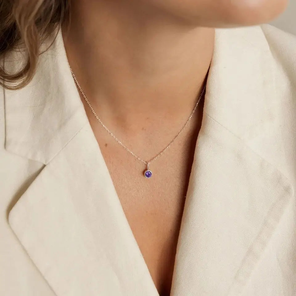 Birthstone Pendant Necklace Gold & Silver 
