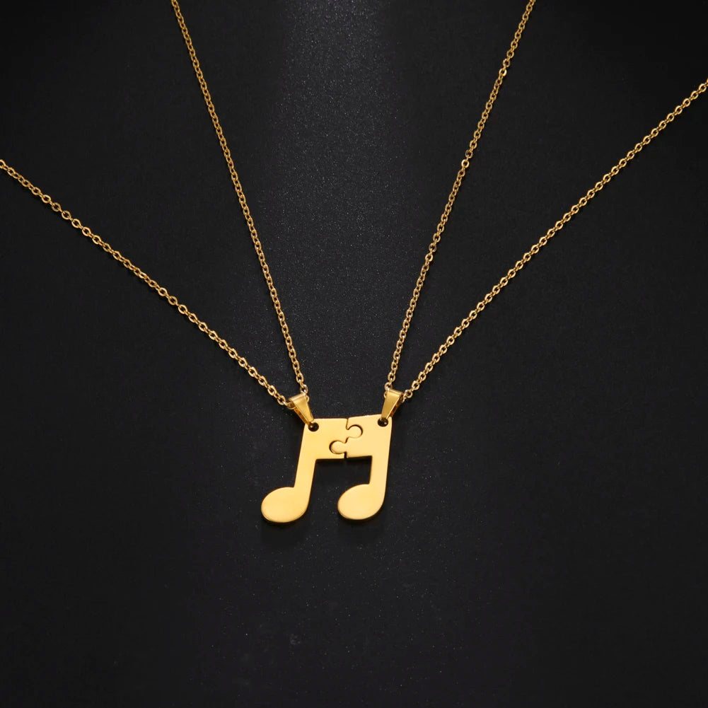 Çiftler için Kolye Müzik Notalı Kolye Ucu altın