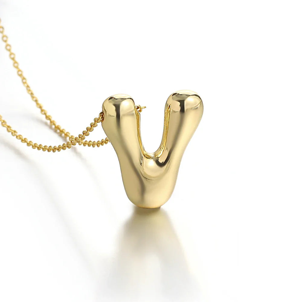 Women's necklace with initial pendant - letter 
