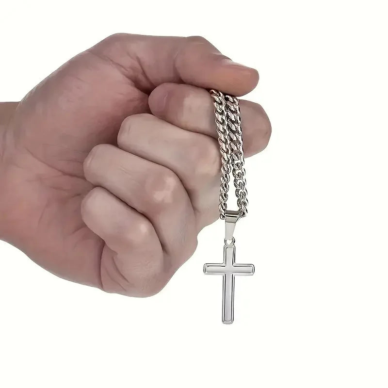 Vīriešu kaklarota ar krusta formas kulonu 