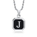 Men's necklace with hexagonal initial pendant j