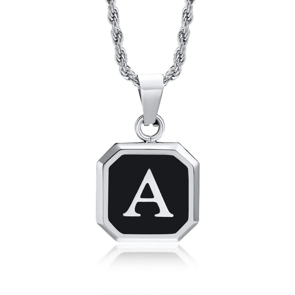 Men's necklace with hexagonal initial pendant a