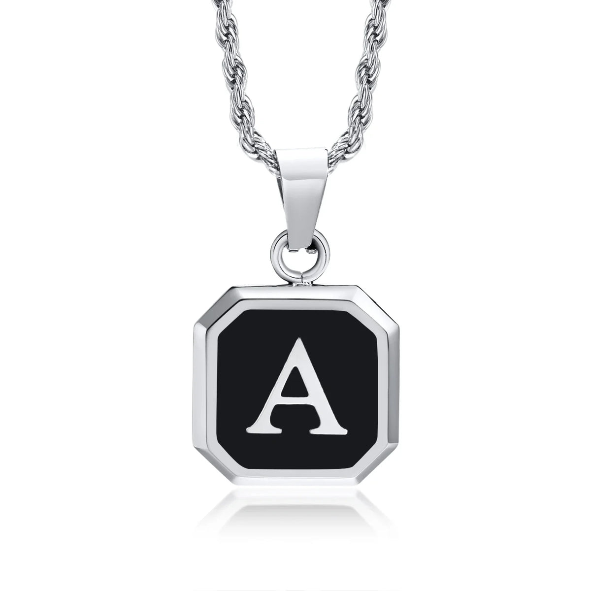 Men's necklace with hexagonal initial pendant a