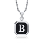 Men's necklace with hexagonal initial pendant b