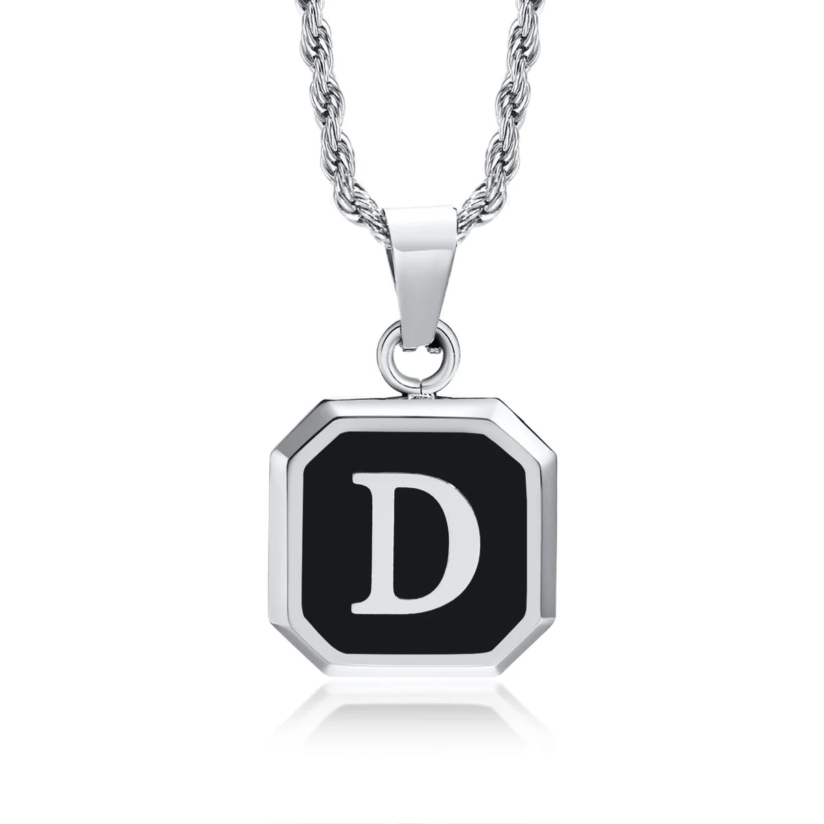 Men's necklace with hexagonal initial pendant d