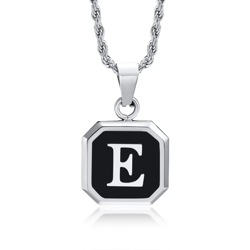 Men's necklace with hexagonal initial pendant e