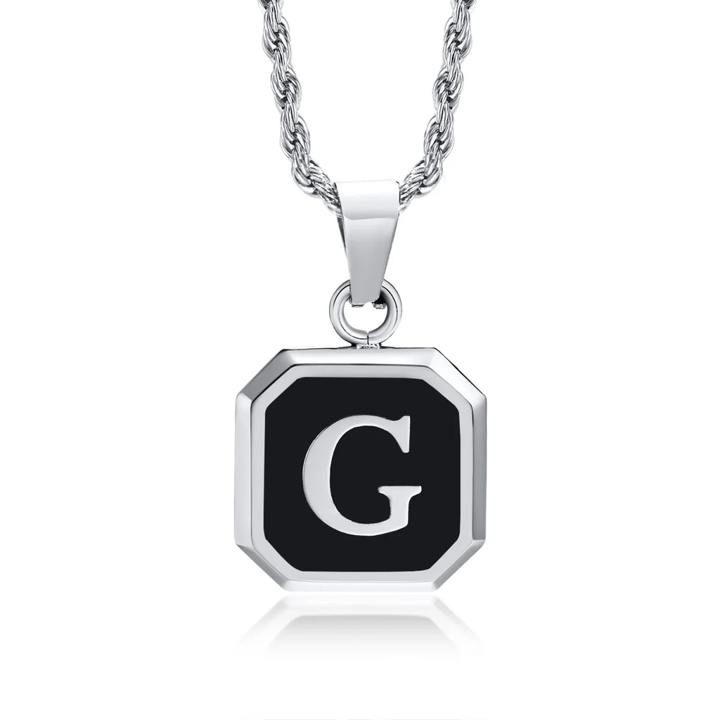 Men's necklace with hexagonal initial pendant g