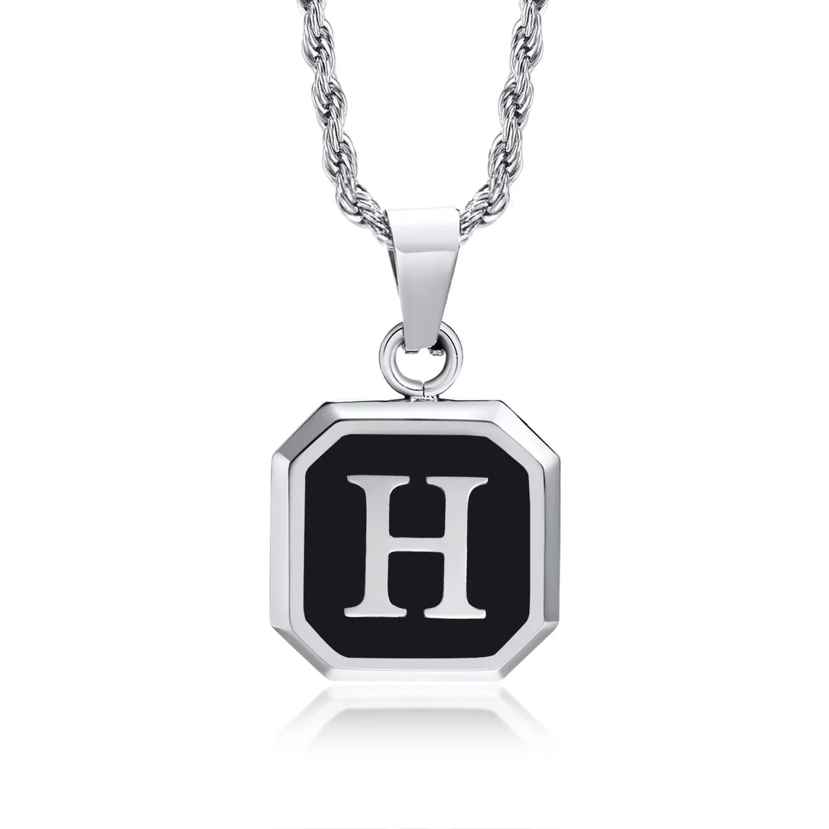 Men's necklace with hexagonal initial pendant h
