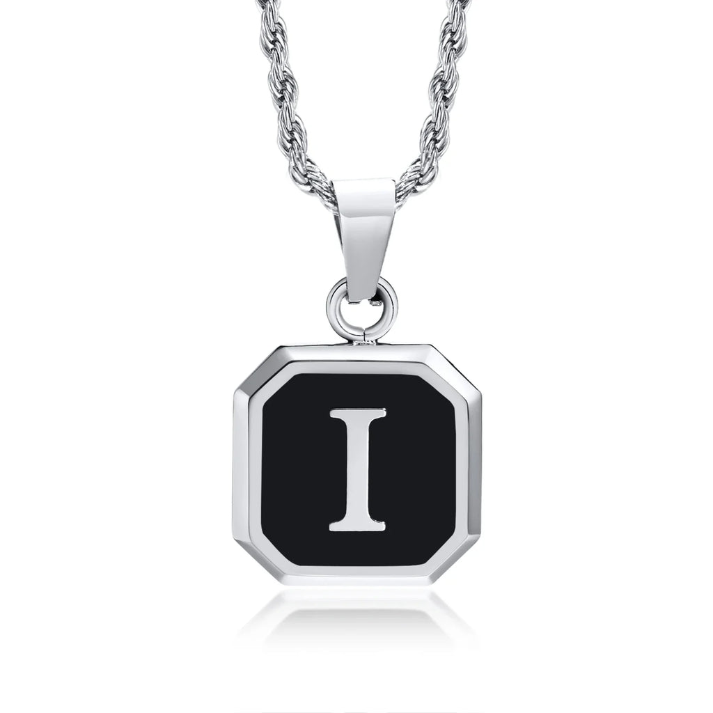 Men's necklace with hexagonal initial pendant i