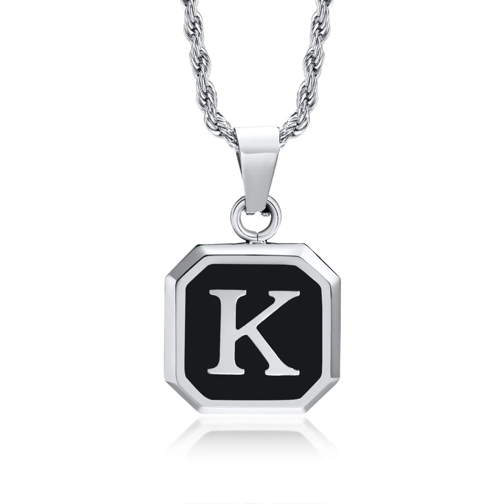 Men's necklace with hexagonal initial pendant k