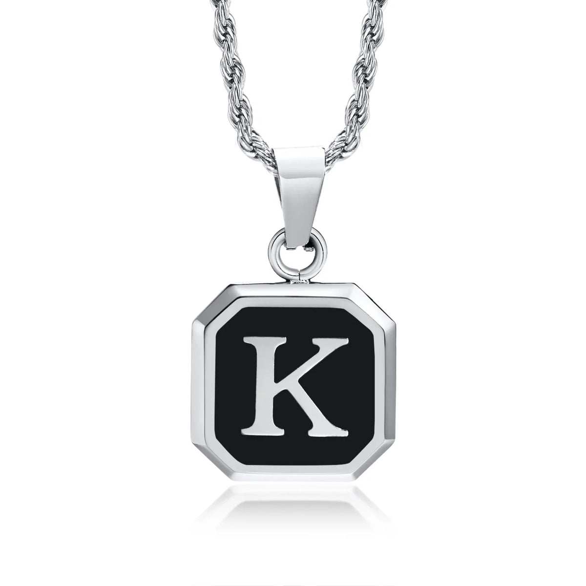 Men's necklace with hexagonal initial pendant k