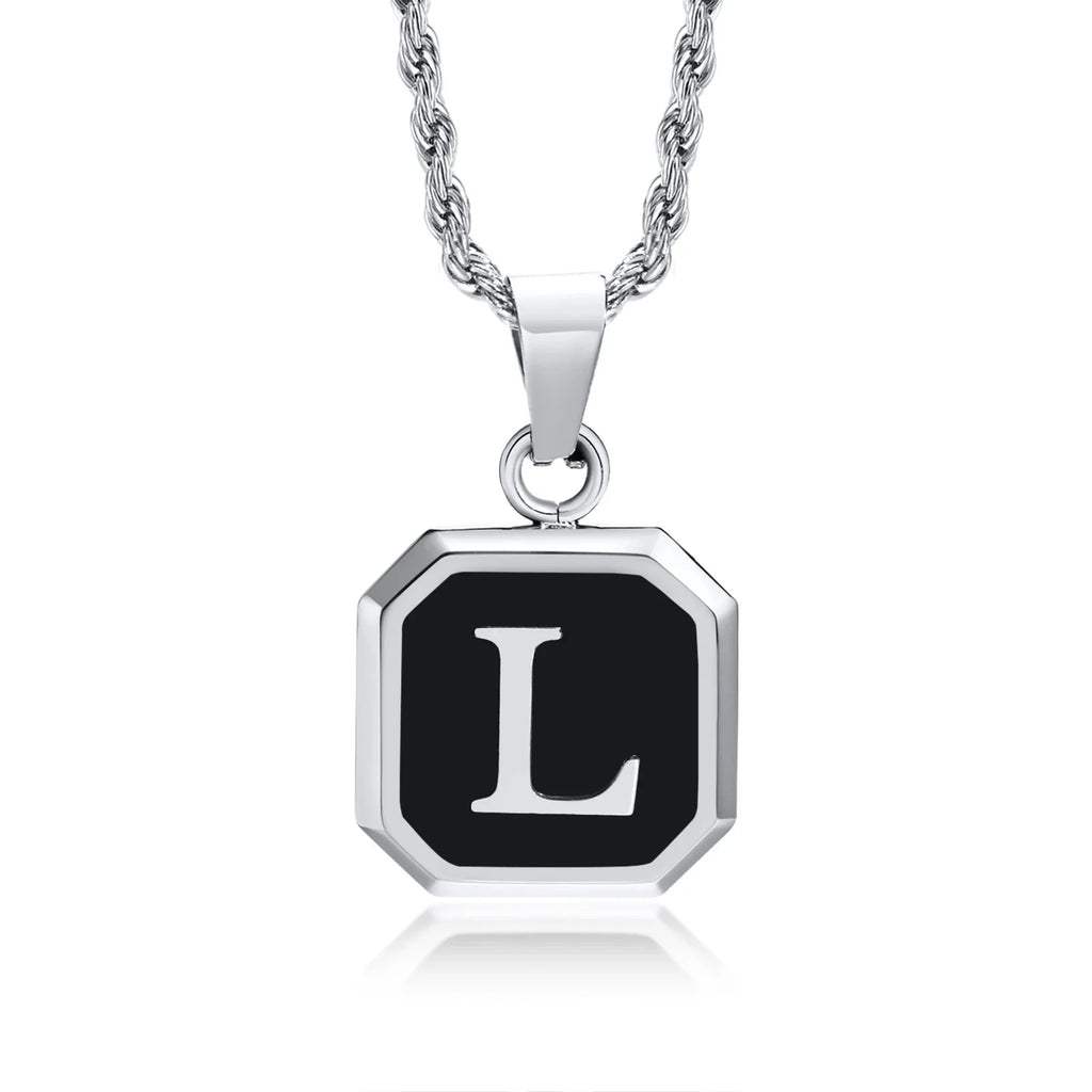 Men's necklace with hexagonal initial pendant l