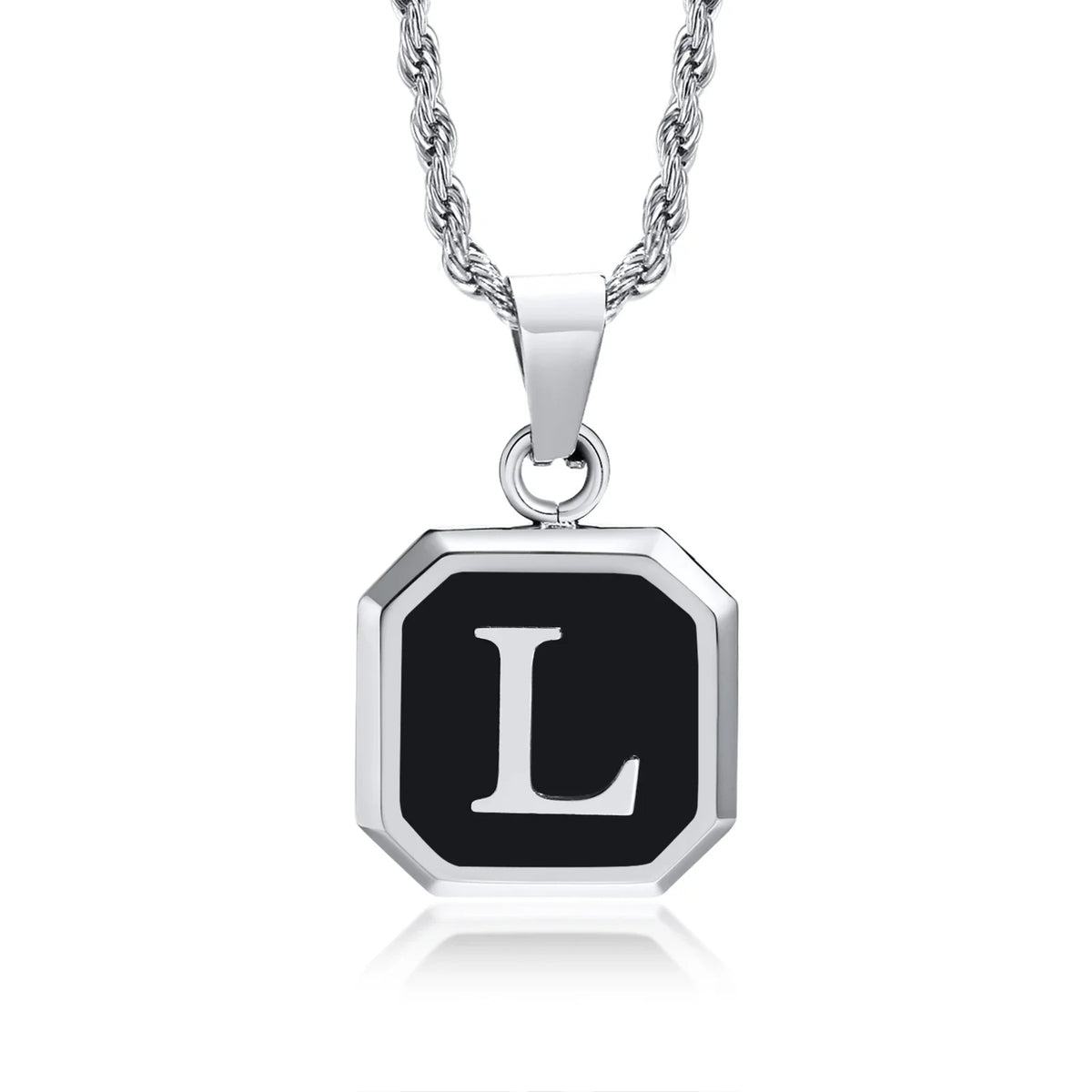 Men's necklace with hexagonal initial pendant l